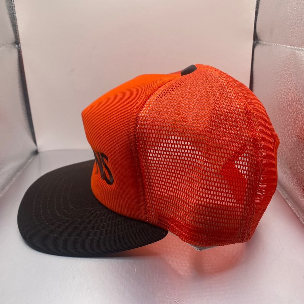 Vintage New Era Cleveland Browns Trucker Hat Orange Brown Snapback Made in USA - Picture 3 of 7